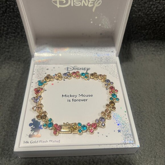New In Box Disney Store,Crystal Multi Color Station Mickey Mouse Tennis Bracelet - Picture 8 of 8